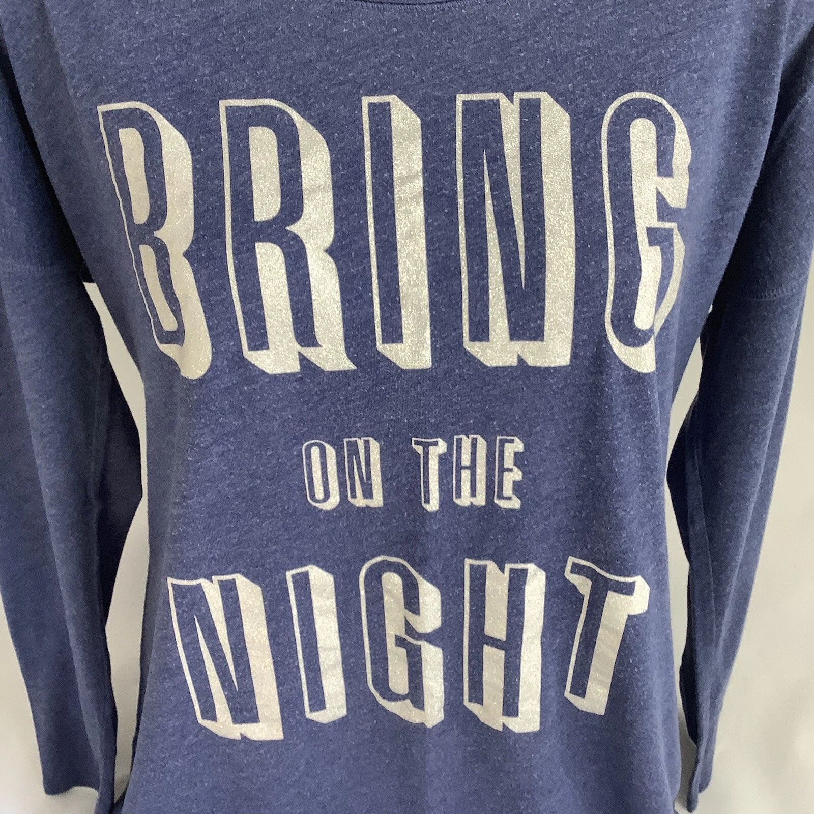 UNDERCOVER Abito da notte curvo Victoria's Secret stampa blu marle manica lunga su orlo taglia S