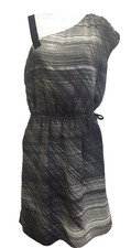 Gap One Shoulder Short Dress Size 4 Black Gray Pockets Draw String Waist S NEW