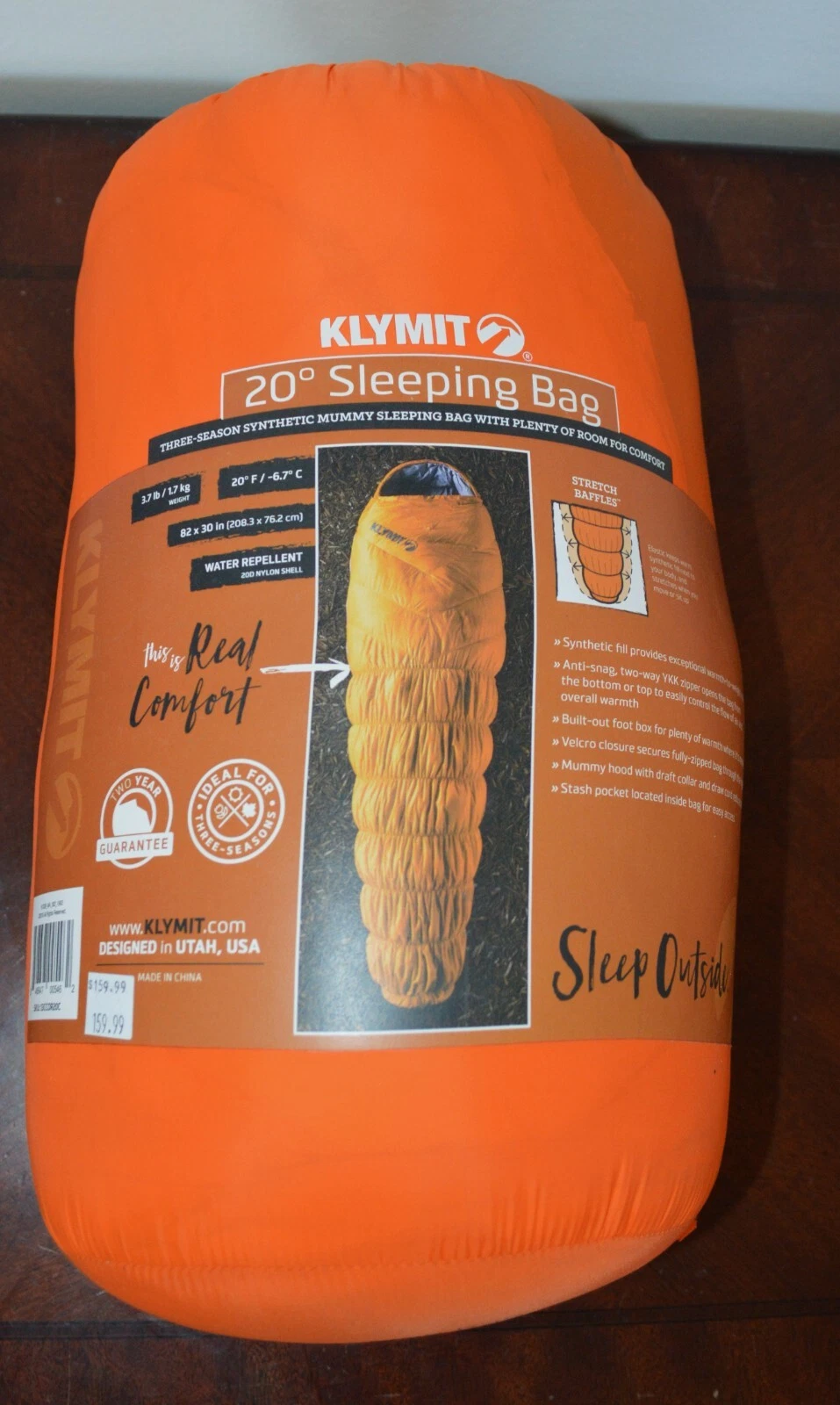 Klymit 20 degree Synthetic Sleeping Bag -NWT