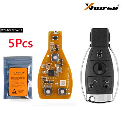 5x XHORSE VVDI BE Key Pro versión mejorada + carcasa de llave inteligente 3 botones para Benz