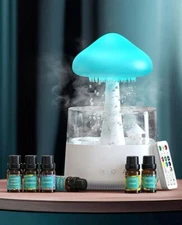 Rain Cloud Lamp Mushroom Air Humidifier Diffuser Raindrop Sound Oil Color Lights