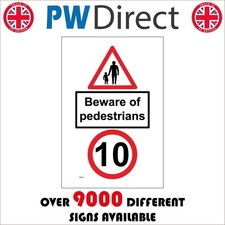 SIGN BEWARE OF PEDESTRIANS 10 MPH TR789 PEOPLE CROSSING SLOW VEHICLES SPEED
