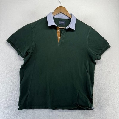 7 Diamonds Polo Shirt Men's Large Green Solid Knit Preppy Golf Sterling Rugby