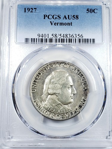 Lot demi dollar Vermont 1927 PCGS AU-58 Everyman