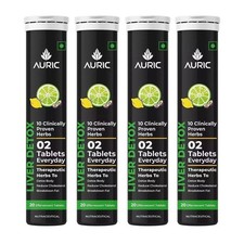 "80 Tablets Auric Liver Detox Effervescent 🍋Fizzy Water with 10 Ayurvedic Herbs