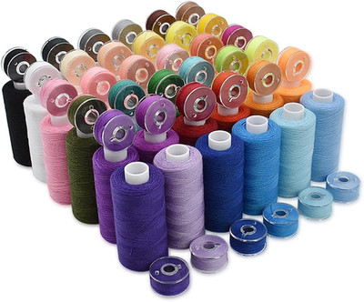 72Pcs 36 Colors Prewound Bobbins and Thread Spools for Hand & Machine Sewing, Em