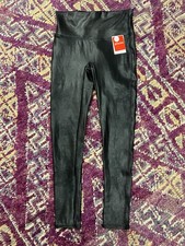 NWT Spanx Black Faux Leather Leggings Size M Medium Petite New