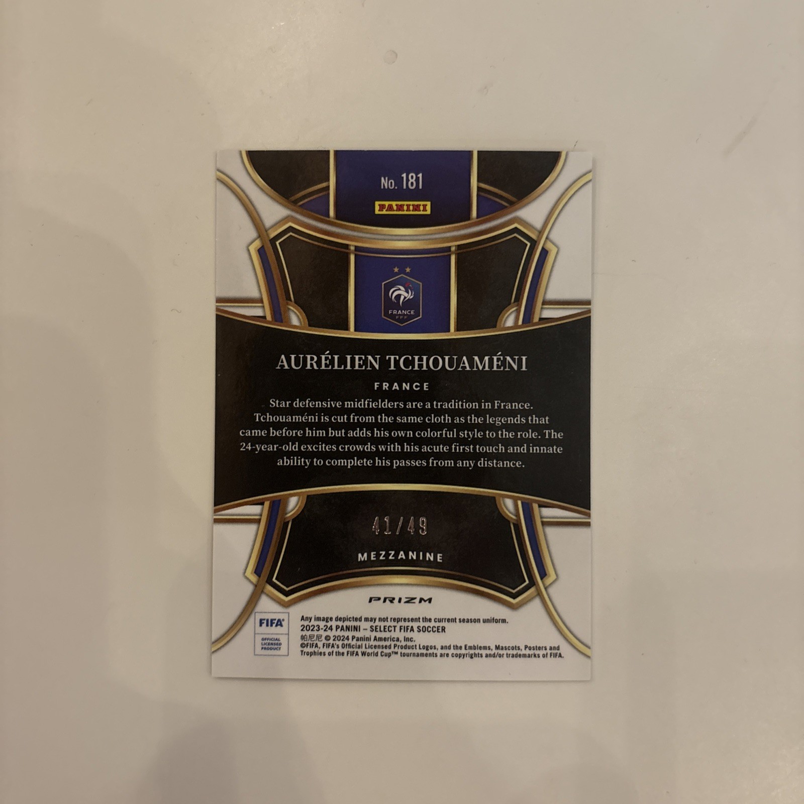 Aurelien Tchouameni 2023-24 Panini Select FIFA Mezzanine Orange Prizm /49 view 2