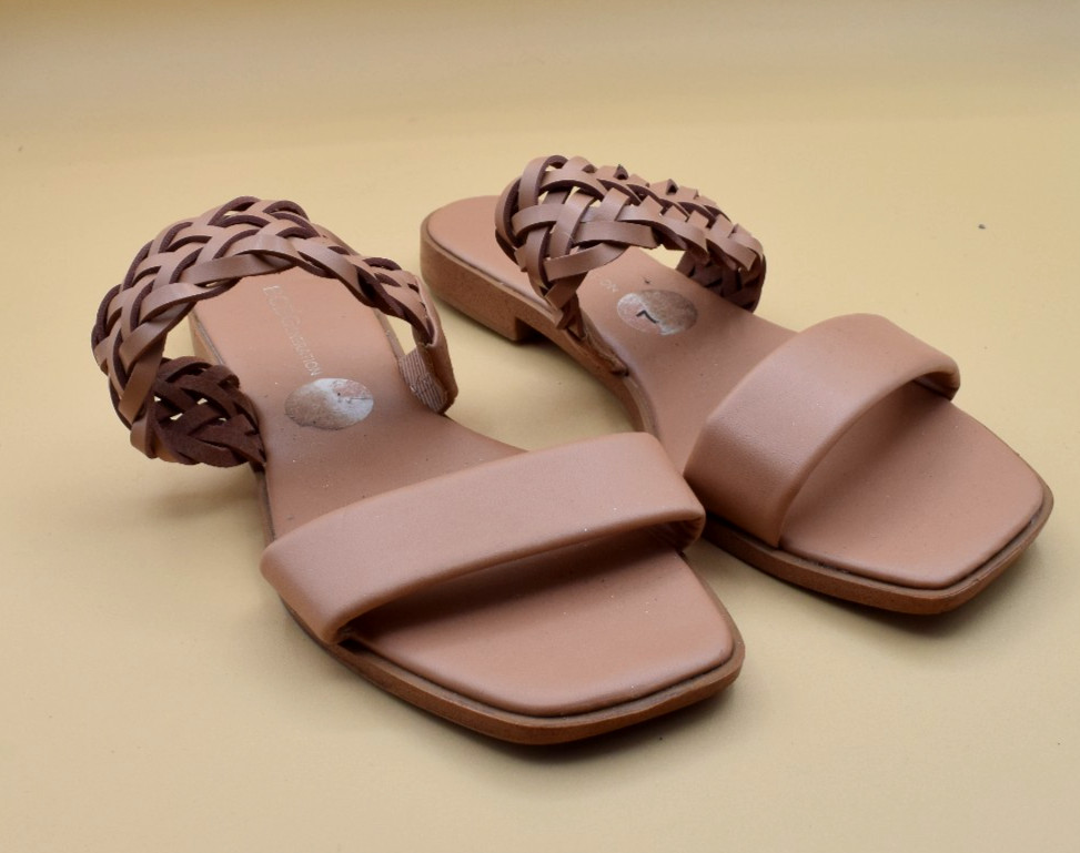 BCBGeneration Braided Strap Open Toe Flat Mules S… - image 1