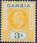 GAMBIA SG101 1912 3/= YELLOW & GREEN MTD MINT