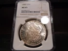 1880-S MS65 Morgan Silver Dollar NGC Certified Gem - White/Faint Gold Hue