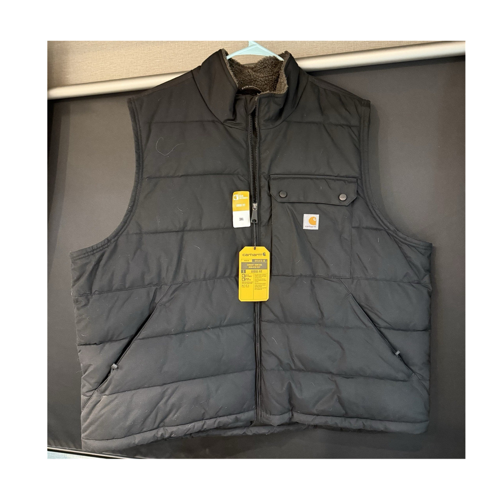 Carhartt Insulated Vest Loose Fit Heavyweight Lined Collared Full Zip Black 3XL