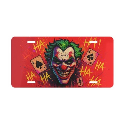 Joker's Sinister Smile on Aluminum  License Plate