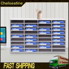 Literature Organizer White Desktop File Holder 36 Compartments Office Mailbox