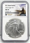 2022 $1 American Eagle NGC MS70 US State Series Nebraska 1 oz .999 Silver Coin