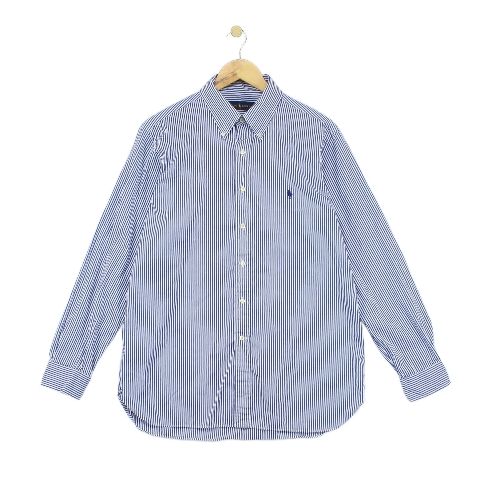Ralph Lauren Striped Shirt Mens Size 16.5 Blue Classic Button-Down