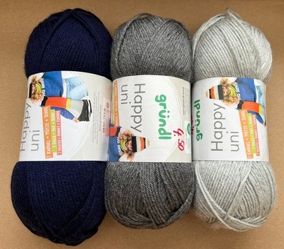 Restposten 300g Gründl Happy Uni 3 Farben Mix, anthrazit, marine, kieselgrau NEU