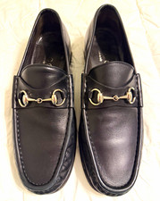 Gucci Horsebit Loafer Men  s Black Leather Slip-On Square Toe US 9.5 D