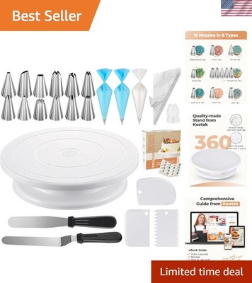 Complete Cake Decorating Kit with Turntable, Tips, and Spatulas