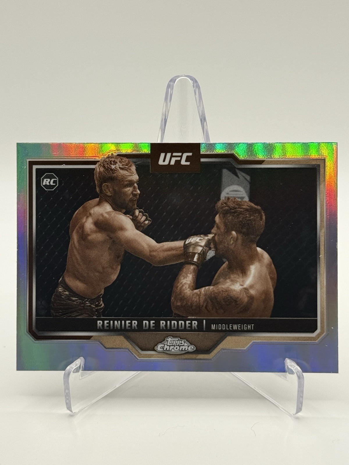 2025 Topps Chrome UFC Reinier De Ridder #185 Sepia Refractor RC