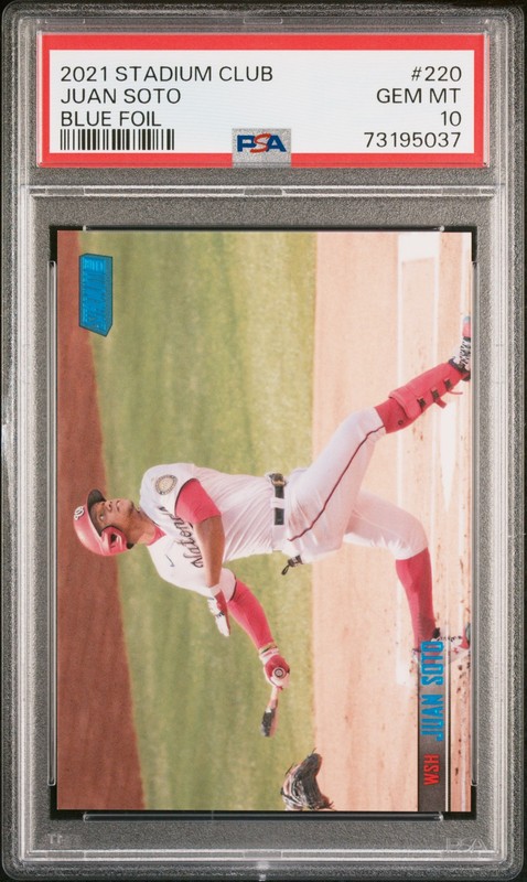 Juan Soto 2021 Topps Stadium Club Blue Foil /50 #220 PSA 10 Washington Nationals