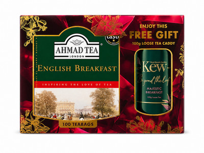 Ahmad Tea English Breakfast 100 Teebeutel + Kew Dose 100g Geschenkset Schwarztee