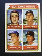 1974 Topps Baseball Wayne Garland/Mark Littell /Dick Pole Rookie Card #596 (d). rookie card picture