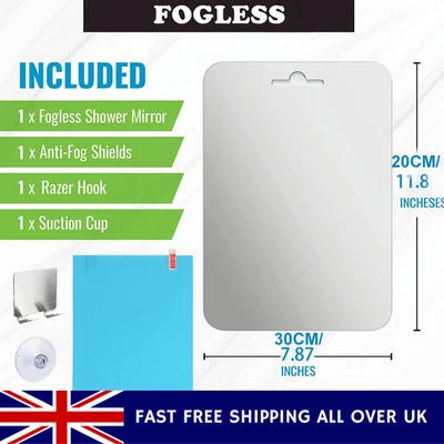 Fogless Shower Shaving Mirror with Razor Holder Suction Removable Wall Mounted