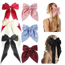 Adorn Yourself with 6Pcs Hair Bows for Women - Stunning Silky Satin Hair Bows