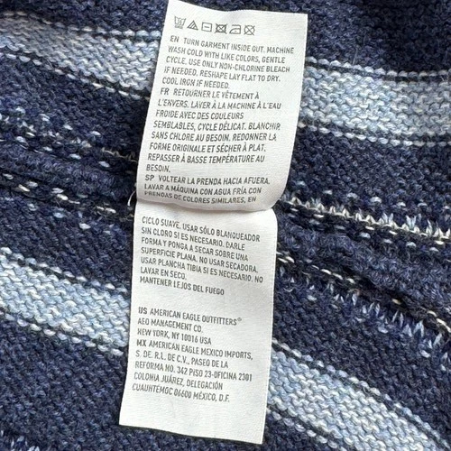 American Eagle Mens Blue Striped Baja Hoodie Knit Cotton Sweater Size M YEAR2014 image 8