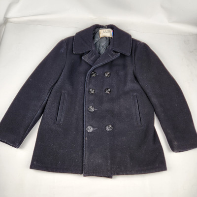 Schott Pea Coat NYC US 740N Jacket Navy Size 44 Mens Wool