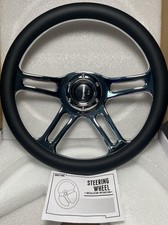 14 Steering Wheel6 Bolt4 Spoke Chrome-plated Deep Dish Leather Grip W Horn