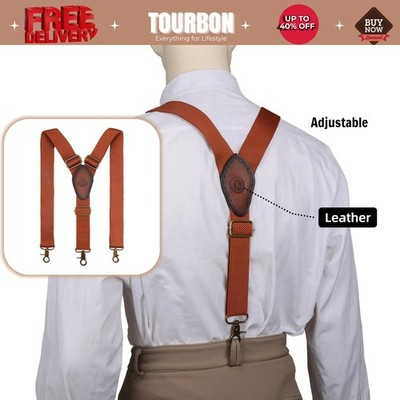 Tourbon Men's Suspenders Y Back Adjustable Y-Shaped Hooks Pants Braces Nonslip