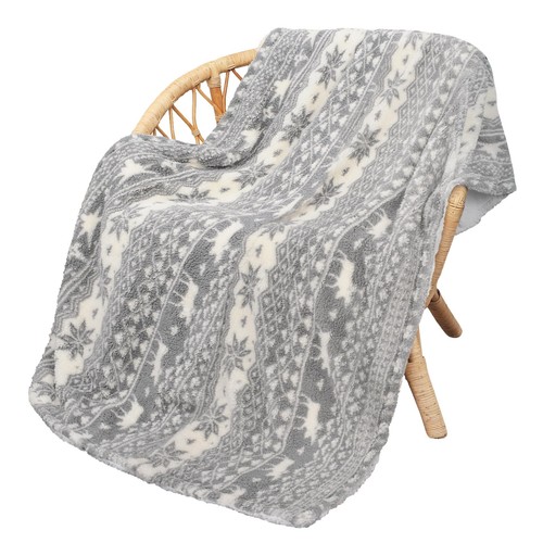 Grey Sherpa Throw Blanket, Super Soft Warm Fuzzy Comfy Snowflake Blankets, Re...