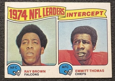 1975 TOPPS 1974 NFL INTERCEPTION LEADERS RAY BROWN/EMMITT THOMAS #5 EX