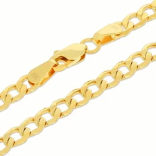 10K Yellow Gold 3.5mm Italian Cuban Curb Chain Link Necklace Mens Women 16"- 30"