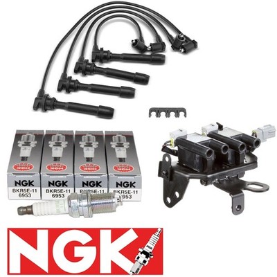 New 1x Ignition Coil & 4x NGK Spark Plugs & 4x Wires for Hyundai Elantra Kia