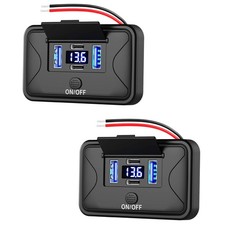 2 Pack 4 Port 12V USB Outlet, Dual 36W PD  Dual 18W QC3.0 Charger Socket Panel