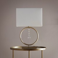 Table lamp or Floor Lamp in Antique Brass finish and White rectangle Lamp Shades
