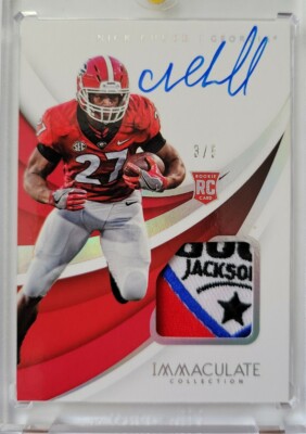 2018 Immaculate Collegiate Nick Chubb Bowl Logo Patch Auto #3/5 RC RPA 