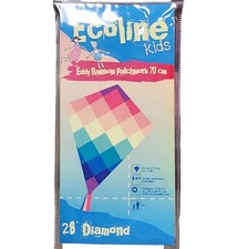 Ecoline Kids Kite 28" Diamond Eddy Rainbow Patchwork - Spring Summer Fun Toy