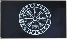 3x5 Viking Compass Black & White Premium 100D Woven Poly Nylon 3'x5' Flag Banner