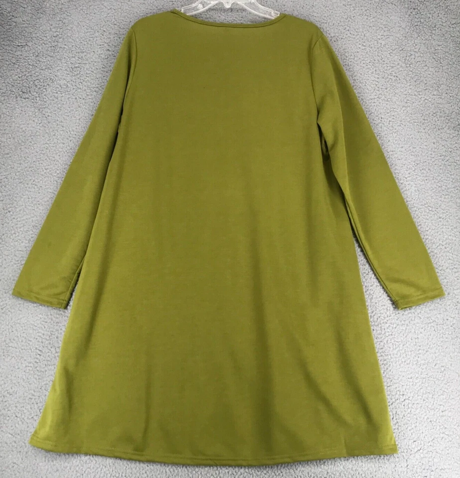 Vestido túnica suelto Anself para mujer talla 2XL informal manga larga pulóver verde Foto 4 de 4
