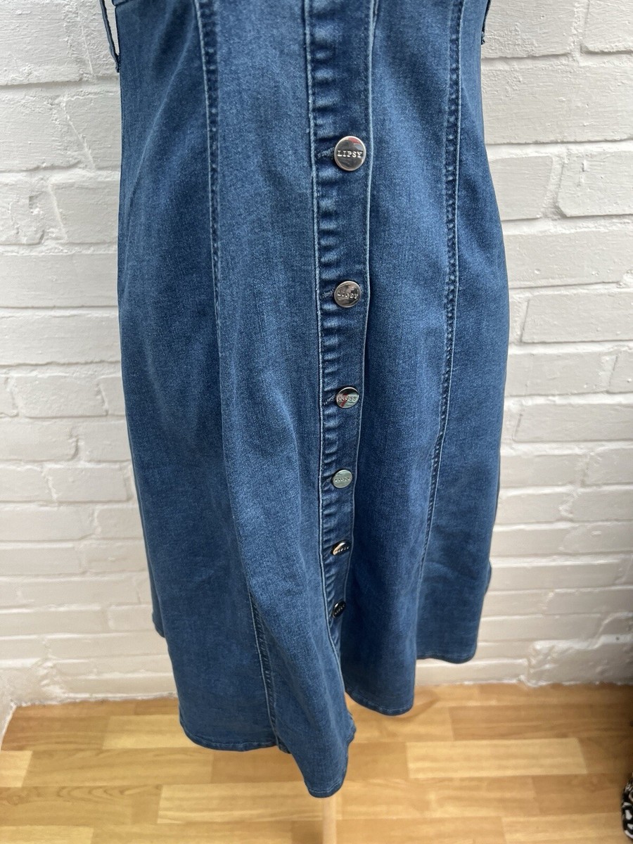 Lipsy Denim Shirt Dress UK 8 Petite Midi Aline Shirt Sleeve | eBay UK