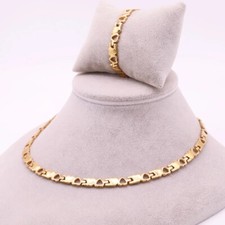 Double Heart Xoxo Shape Stainless Steel Necklace and Bracelet Set For Women Gift