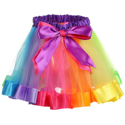 Toddler Neon Party Outfit Rainbow Tutu for Girls Skirt Colored Child