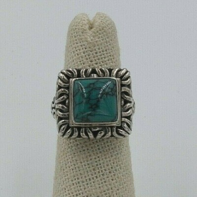 *925 Southwestern Style MLO Synthetic Turquoise Ring Size 5.75 9.3g