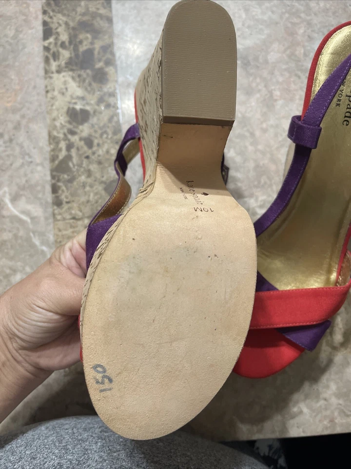 Sandalias de cuña Kate Spade Penny corcho rojo púrpura talla 10 Foto 4 de 4