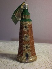 Old World Old Cape Henry Lighthouse Glass Ornament