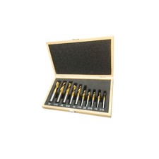 Set Of 10 Pieces HSS End Mill Set And 2 Flute Tin Coated With Wooden Case
